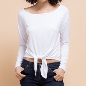 White Dolman Sleeve Top with Aztec Print Back